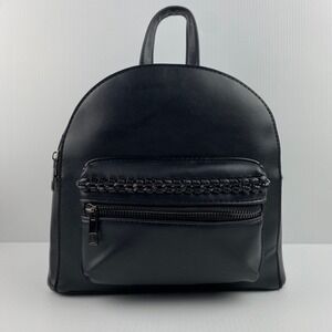 ARDENE Mini Backpack Purse Black Chain Accent Front Pocket Stylish Bag